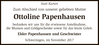 Traueranzeige von Ottoline Papenhausen von SYK