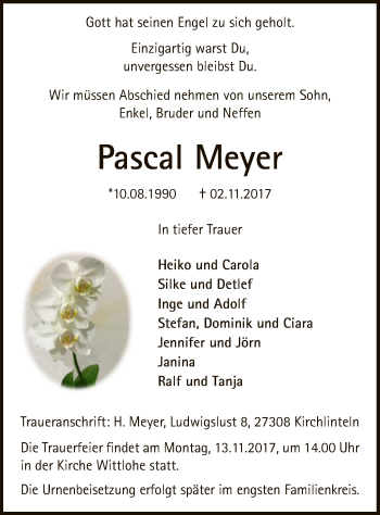 Traueranzeige von Pascal Meyer von SYK