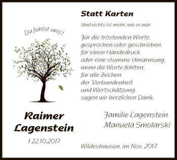 Traueranzeige von Raimer Lagenstein von SYK