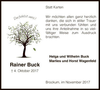 Traueranzeige von Rainer Buck von SYK