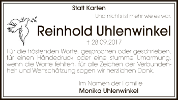 Traueranzeige von Reinhold Uhlenwinkel von SYK