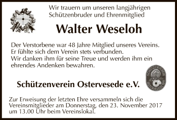 Traueranzeige von Walter Weseloh von SYK