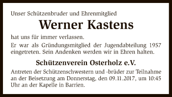 Traueranzeige von Werner Kastens von SYK