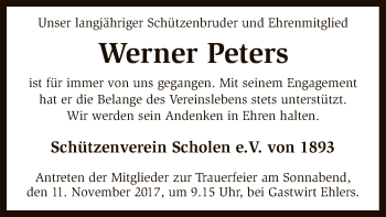 Traueranzeige von Werner Peters von SYK