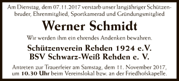 Traueranzeige von Werner Schmidt von SYK