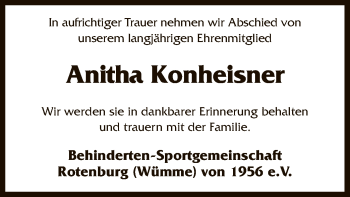Traueranzeige von Anitha Konheisner von SYK