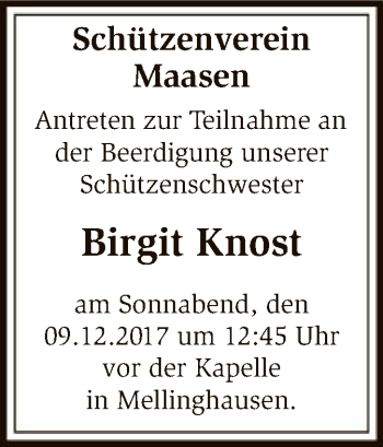 Traueranzeige von Birgit Knost von SYK