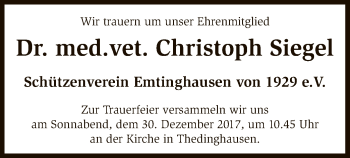 Traueranzeige von Christoph Siegel von SYK