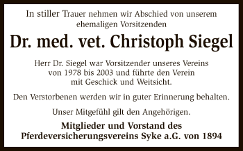 Traueranzeige von Christoph Siegel von SYK