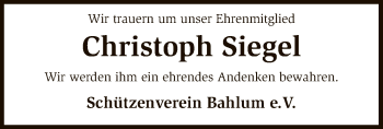 Traueranzeige von Christoph Siegel von SYK