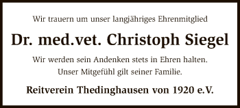 Traueranzeige von Christoph Siegel von SYK