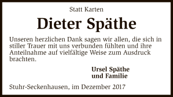 Traueranzeige von Dieter Späthe von SYK