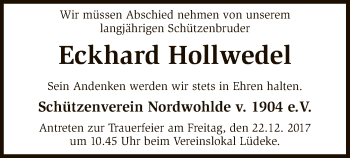 Traueranzeige von Eckhard Hollwedel von SYK