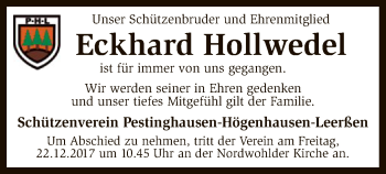 Traueranzeige von Eckhard Hollwedel von SYK