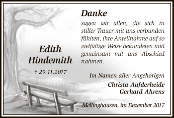 Traueranzeige von Edith Hindemith von SYK