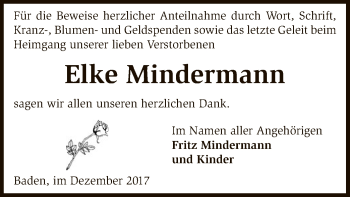 Traueranzeige von Elke Mindermann von SYK