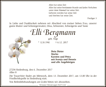 Traueranzeige von Elli Bergmann von SYK