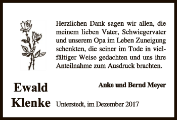 Traueranzeige von Ewald Klenke von SYK