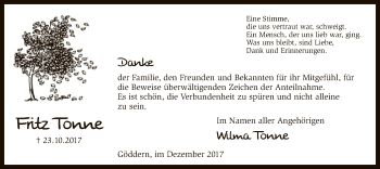 Traueranzeige von Fritz Tonne von SYK