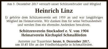 Traueranzeige von Heinrich Linz von SYK