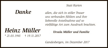 Traueranzeige von Heinz Müller von SYK