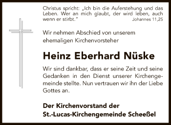 Traueranzeige von Heinz Eberhard Nüske von SYK