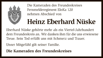 Traueranzeige von Heinz Eberhard Nüske von SYK