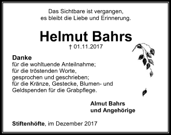 Traueranzeige von Helmut Bahrs von SYK