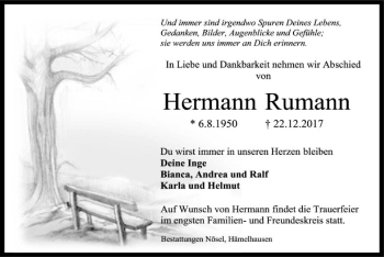 Traueranzeige von Hermann Rumann von SYK