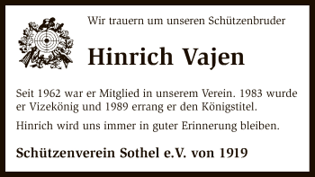 Traueranzeige von Hinrich Vajen von SYK