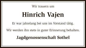 Traueranzeige von Hinrich Vajen von SYK