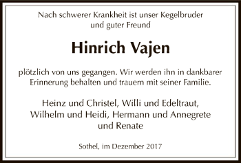 Traueranzeige von Hinrich Vajen von SYK