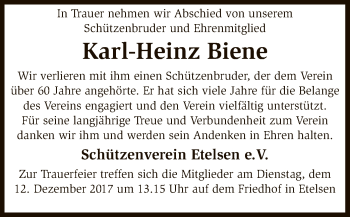 Traueranzeige von Karl-Heinz Biene von SYK