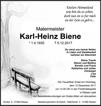 Traueranzeige von Karl-Heinz Biene von SYK