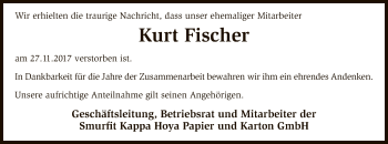 Traueranzeige von Kurt Fischer von SYK