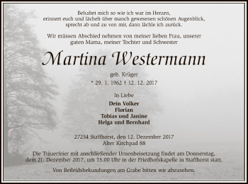 Traueranzeige von Martina Westermann von SYK