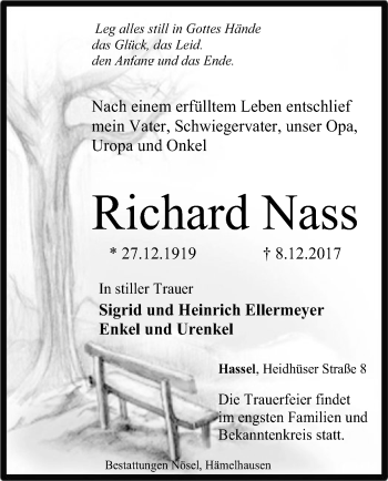 Traueranzeige von Richard Nass von SYK