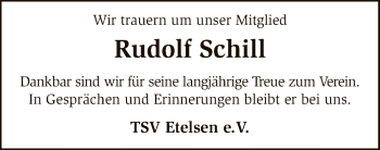 Traueranzeige von Rudolf Schill von SYK