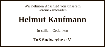 Traueranzeige von Helmut Kaufmann von SYK