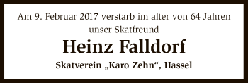 Traueranzeige von Heinz Falldorf von SYK