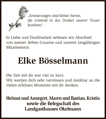 Traueranzeige von Elke Bösselmann von SYK