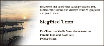 Traueranzeige von Siegfried Tonn von SYK