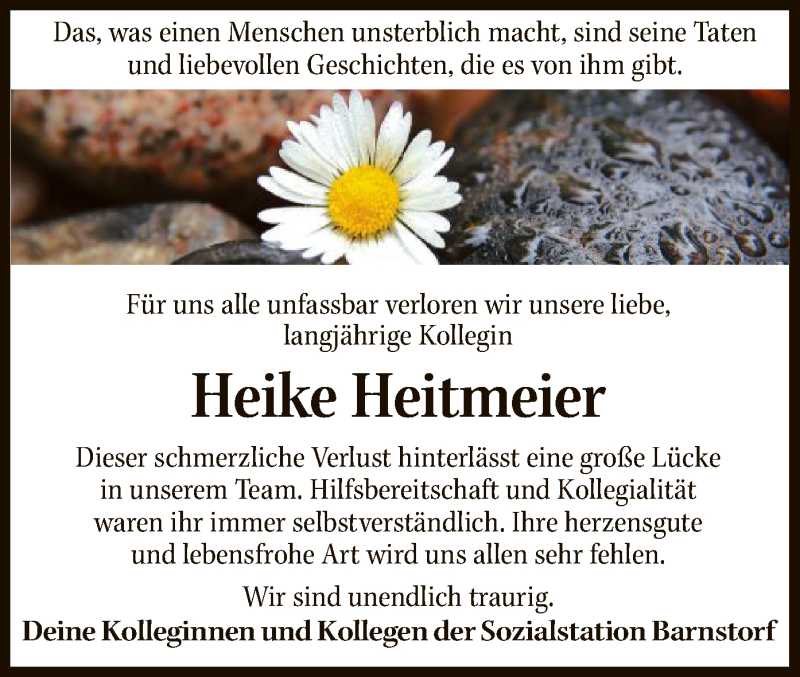  Traueranzeige für Heike Heitmeier vom 03.02.2017 aus SYK