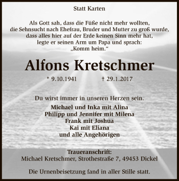 Traueranzeige von Alfons Kretschmer von SYK