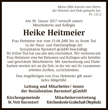 Traueranzeige von Heike Heitmeier von SYK