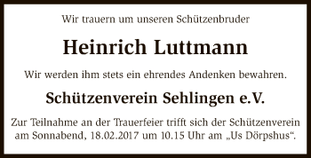 Traueranzeige von Heinrich Luttmann von SYK