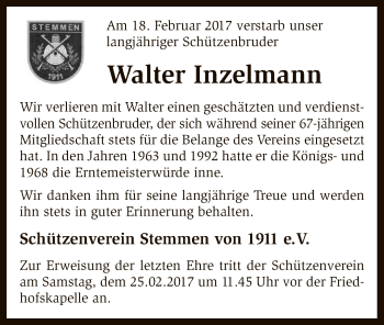 Traueranzeige von Walter Inzelmann von SYK