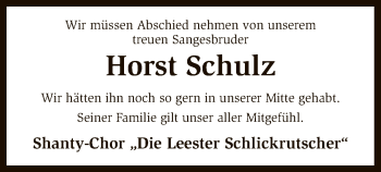 Traueranzeige von Horst Schulz von SYK