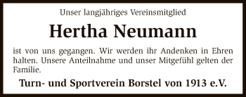 Traueranzeige von Hertha Neumann von SYK