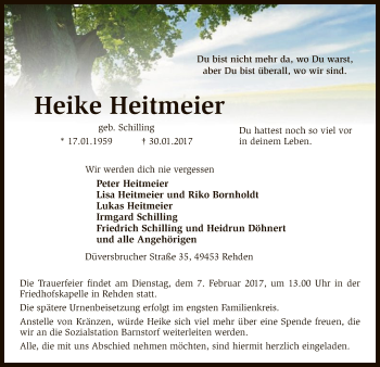 Traueranzeige von Heike Heitmeier von SYK